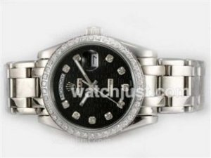 Brilliant Rolex Masterpiece Replica Automatisk Diamant Bezel og mærkning med Black Computer Dial | SR846