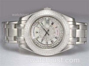 Brilliant Rolex Masterpiece Replica Automatisk Diamant Bezel og urskive med hvid -40mm | SR867 - PDRW1667