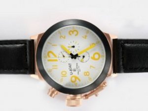 Replica U -Boat Italo Fontana del reloj Chronograph Trabajo Caja Oro Rosa Con Esfera Blanca, Yellow Marking