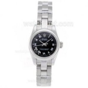 Brillant Rolex Air-King Replica suisse ETA 2671 Cadran Noir S / S- Dame Taille | AKW51