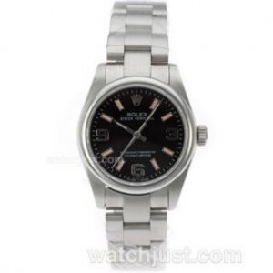 Brillant Rolex Air-King Replica suisse ETA 2836 Cadran Noir S / S- Mid Size | AKW48