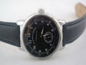 Replica A.Lange&Sohne Watch Glashutte Classic Automatic Black Dial and Silver Pointer-Leather Strap