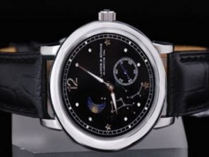 Replica A.Lange&Sohne Watch Lange Glashutte Moonphase Automatic Black Dial and Silver Case