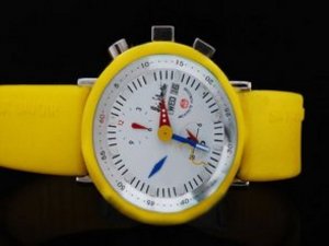 Replica Alain Silberstein Watch Architects Horloger Automatic White Dial and Yellow Bezel-Yellow Rub