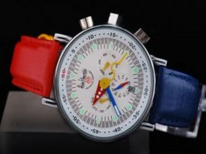 Replica Alain Silberstein Watch Architects Horloger Automatic White Dial and Bezel-Red and Blue Leat