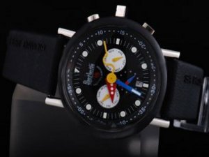 Replica Alain Silberstein Watch Krono Bauhaus Automatic Black Dial and White Marking Black Bezel-Bla