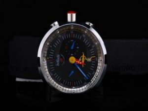 Replica Alain Silberstein Watch Krono Bauhaus Automatic Black Dial and White Bezel-Black Rubber Stra