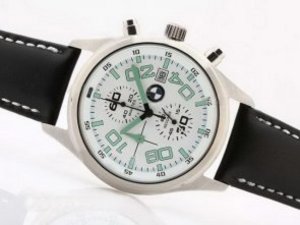 Replica BMW Watch Working Chronograph White Dial with Green Marking