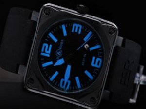 Replica Bell&Ross Watch 01-92 Automatic Movement PVD Bezel and Case with Black Dial and Blue Marking
