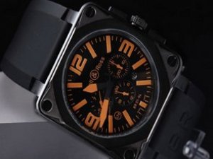 Replica Bell&Ross Watch 01-92 Automatic Movement PVD Case with Black Dial and Orange Marking-Rubber