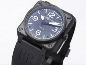 Replica Bell&Ross Watch 01-92 Automatic Movement PVD Case with Black Carbon Fibre Dial and White Mar