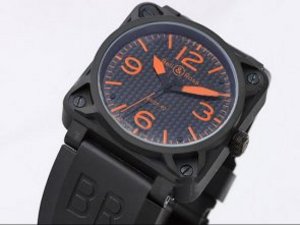 Replica Bell&Ross Watch Automatic Movement Black Case and Blue Dial-Orange Marking