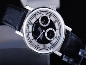 Replica Breguet Watch Automatic Black Leather Strap and Black Face