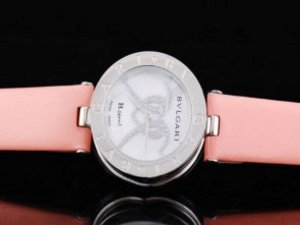 Replica Bvlgari Watch B Zero 1 Quartz White Bezel and White MOP Dial with Diamond-Pink Leather Strap