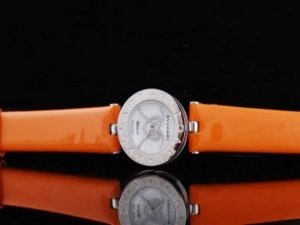 Replica Bvlgari Watch B Zero 1 Quartz White Case and White MOP Dial with Diamond-Orange Leather Stra