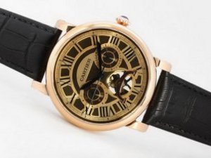 Replica Cartier Watch Ballon Bleu De Watch Tourbillon Automatic Rose Gold Case Black Dial