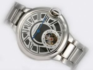 Replica Cartier Watch Ballon Bleu De Watch Tourbillon Manual Winding Black Dial