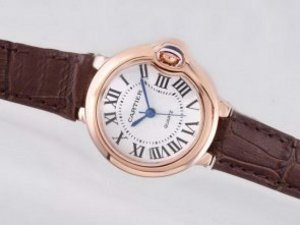 Replica Cartier Watch Ballon Bleu De Watch Rose Gold Case White Dial-Lady Size