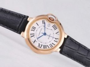 Replica Cartier Watch Ballon Bleu De Watch Rose Gold Case White Dial-Medium Size
