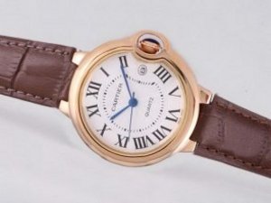 Replica Cartier Watch Ballon Bleu De Watch Rose Gold Case White Dial-Medium Size