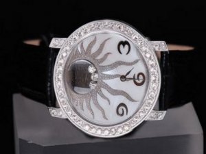 Replica Chopard Watch 2006-77 Quartz Chronograph Cutout Shell Dial Diamon
