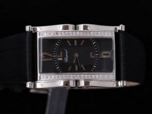 Replica Chopard Watch 2007-88 Quartz Chronograph Black Dial Diamond Bezel