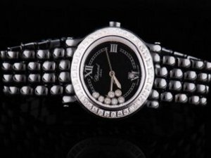 Replica Chopard Watch Full Ceramic Swiss ETA Quartz Movement Black Dial and Diamond Bezel