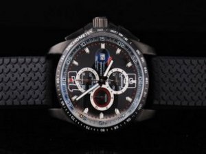 Replica Chopard Watch Gran Turismo GT XL Quartz Movement Black Dial and PVD Case-Rubber Strap