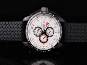Replica Chopard Watch Gran Turismo GT XL Quartz Movement White Dial and PVD Case-Rubber Strap
