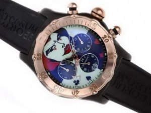 Replica Corum Watch Bubble Dive Chronograph Automatic PVD Case Lacquered Dial with Woman Illustratio