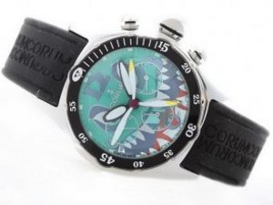 Replica Corum Watch Bubble Dive Chronograph Automatic with Shark Head Motif-Rubber Strap