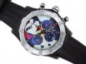 Replica Corum Watch Bubble Dive Chronograph Automatic PVD Case Lacquered Dial with Woman Illustratio