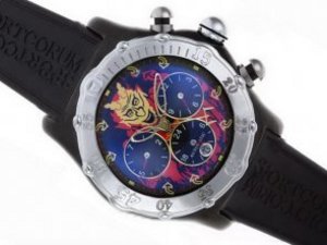 Replica Corum Watch Bubble Dive Chronograph Automatic PVD Case with Devils Face Illustration
