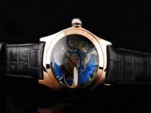 Replica Corum Watch Bubble Royal Flash Automatic Movement Rose Gold Case with Skeleton Dial and Blac