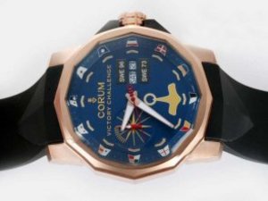 Replica Corum Watch Victory Challenge Automatic Rose Gold Case with Blue Dial Same Chassis As 7750-H