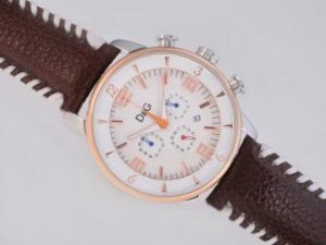 Replica D&G Watch Chronograph Working Chronograph Two Tone Case with White Dial