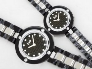 Replica D&G Watch Poly Collection Ceramic Coated Case Black D&G Dial with Diamond Marking-Couple Wat