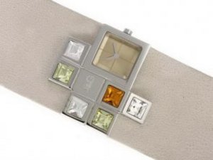 Replica D&G Watch Time CZ Diamonds Gray Leather Strap-Lady Size