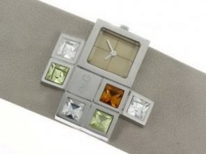 Replica D&G Watch Time CZ Diamonds Gray Leather Strap-Lady Size