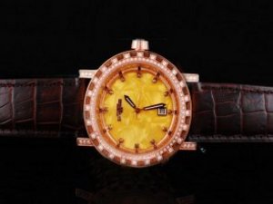 Replica De Witt Watch Academia Automatic Movement Yellow Dial with Diamond Bezel and Rose Gold Case-