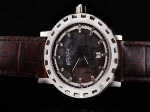 Replica De Witt Watch Academia Automatic Movement Black Dial and Silver Case-Brown Leather Strap