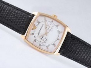 Replica Emporio Armani Watch Chronograph Gold Case Black Dial