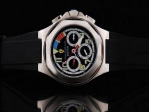 Replica Ferrari Watch Fly Back Automatic Movement Silver Case with Black Dial and Green Numeral Mark