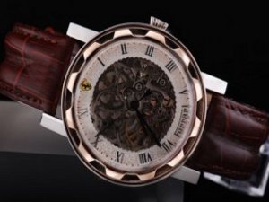 Replica Ferrari Watch Panerai Automatic Movement Rose Gold Bezel with Leather Strap