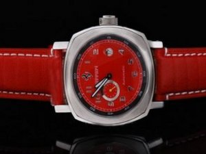 Replica Ferrari Watch Panerai Power Reserve Aoutmatic Movement Red Dial and Red Leather Strap