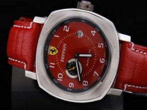 Replica Ferrari Watch Panerai Power Reserve Aoutmatic Movement Red Dial and Strap