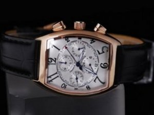 Replica Franck Muller Watch Casablanca Chronograph Automatic Rose Gold Bezel with White Dial
