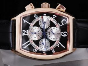 Replica Franck Muller Watch Casablanca Chronograph Automatic Rose Gold Case and Black Dial