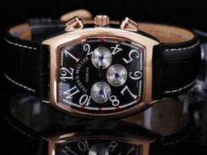 Replica Franck Muller Watch Casablanca Chronograph Automatic Rose Gold Case with Black Dial