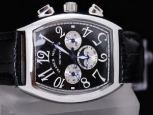 Replica Franck Muller Watch Casablanca Chronograph Automatic White Bezel with Moonphase-Black